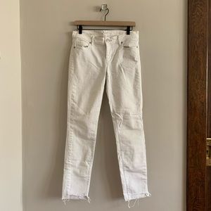 White cut off distressed jeans